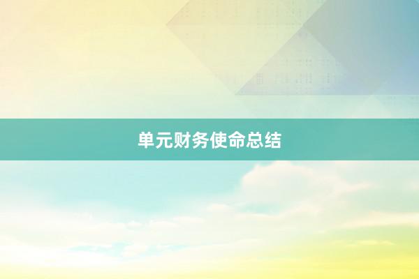 单元财务使命总结