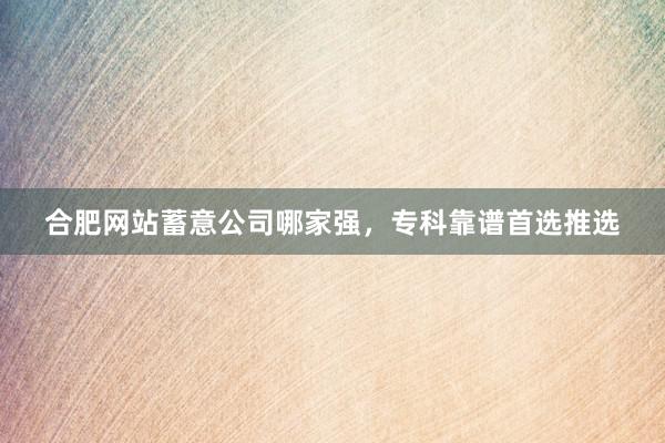 合肥网站蓄意公司哪家强，专科靠谱首选推选