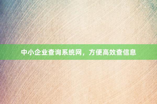 中小企业查询系统网，方便高效查信息